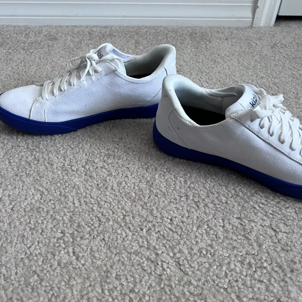 Kizik Irvine Canvas Hands-Free Sneakers‎ White Cobalt Blue Mens 7.5 Womens 9